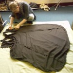 Birte Mattes works on a costume